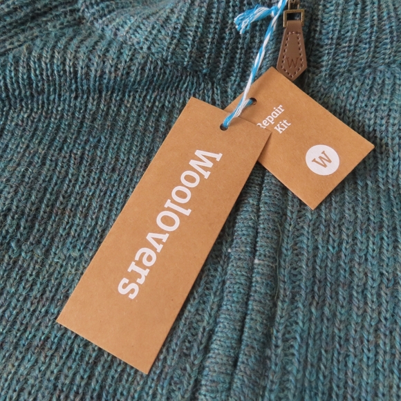 woolovers 100% Pure Wool Hill Walker Sweater XL petrol Marl NWT - Picture 6 of 7